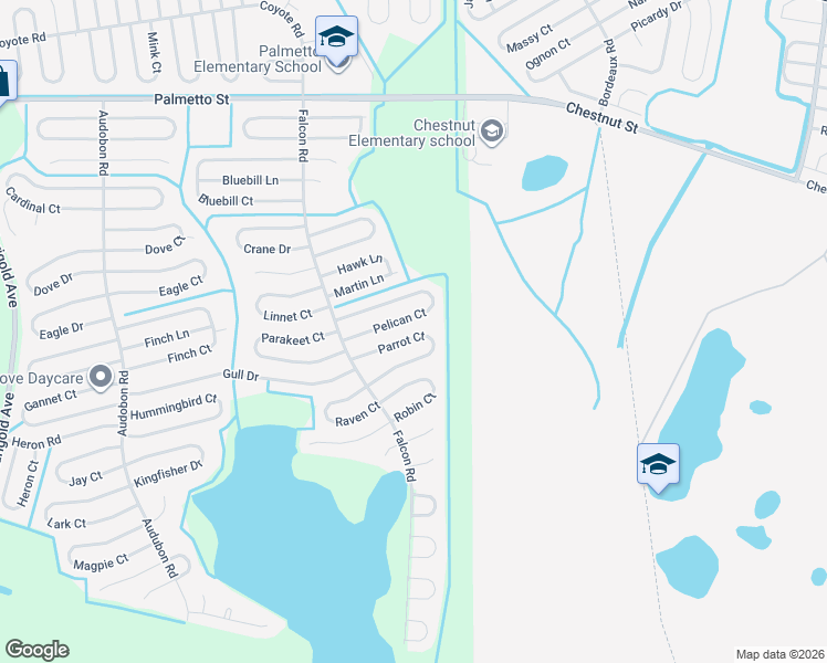map of restaurants, bars, coffee shops, grocery stores, and more near 725 Parrot Court in Kissimmee