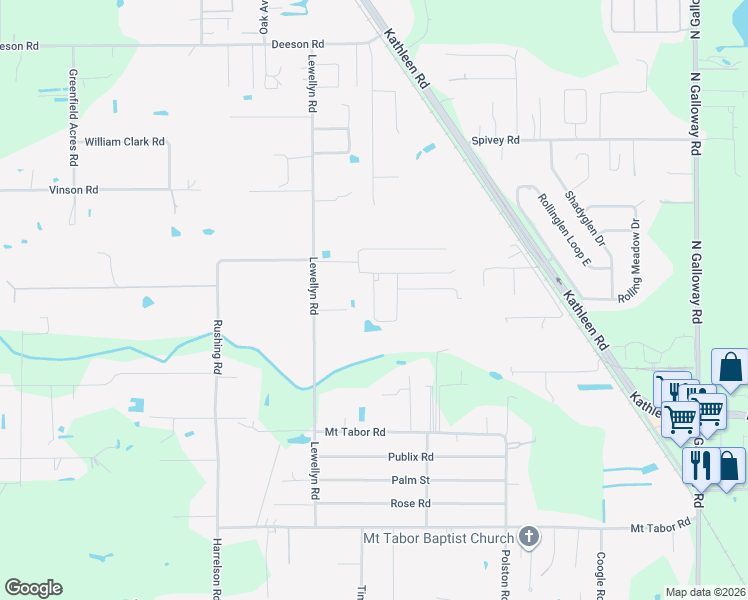 map of restaurants, bars, coffee shops, grocery stores, and more near 4805 Rustic Court West in Lakeland