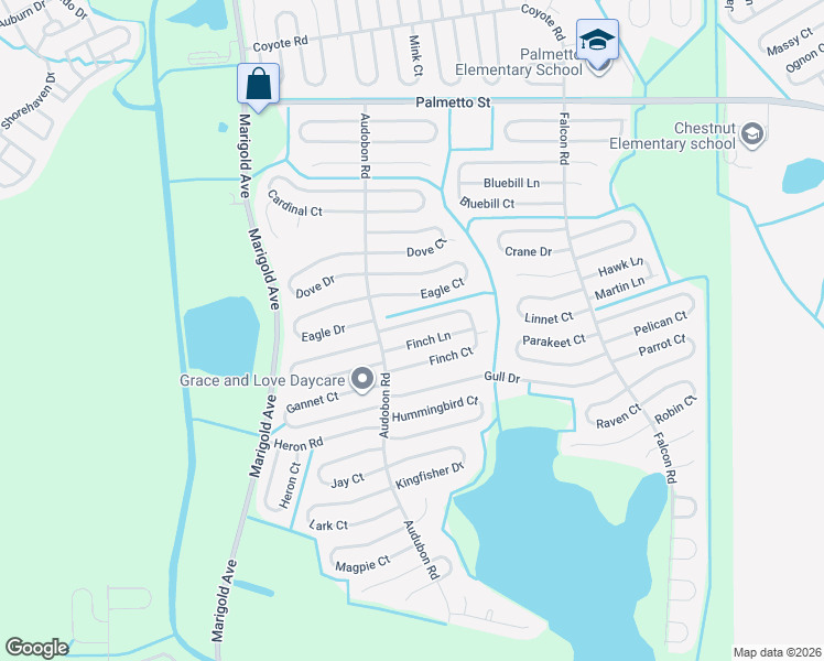 map of restaurants, bars, coffee shops, grocery stores, and more near 512 Finch Court in Kissimmee
