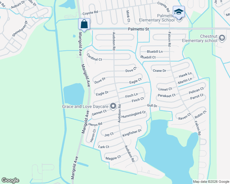 map of restaurants, bars, coffee shops, grocery stores, and more near 461 Eagle Drive in Kissimmee