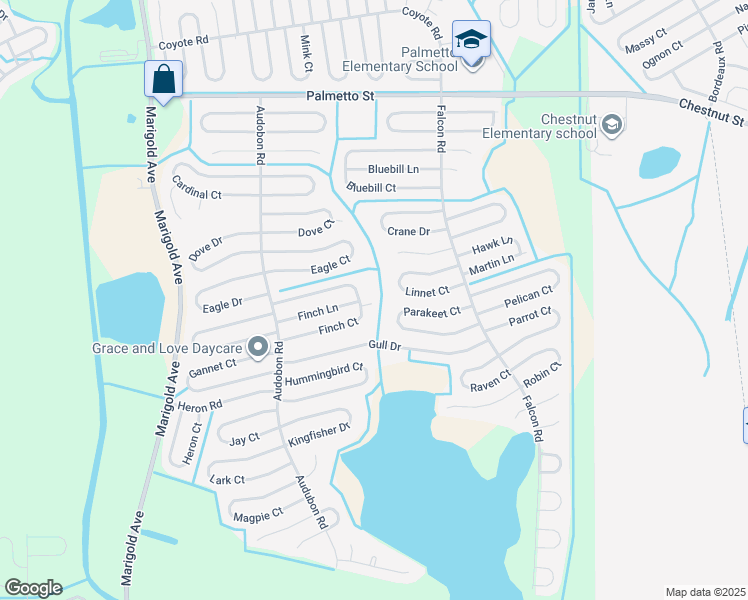 map of restaurants, bars, coffee shops, grocery stores, and more near 547 Finch Court in Kissimmee
