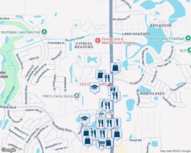 map of restaurants, bars, coffee shops, grocery stores, and more near 3829 Northgreen Avenue in Greater Northdale