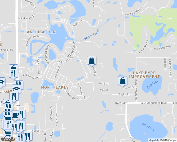 map of restaurants, bars, coffee shops, grocery stores, and more near 16104 Northglenn Drive in Tampa