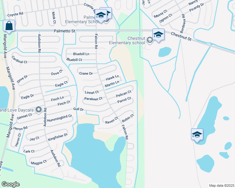 map of restaurants, bars, coffee shops, grocery stores, and more near 764 Pelican Court in Kissimmee