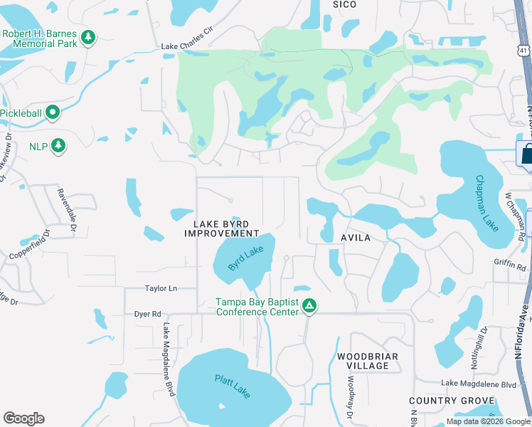 map of restaurants, bars, coffee shops, grocery stores, and more near 16407 Lake Byrd Drive in Tampa