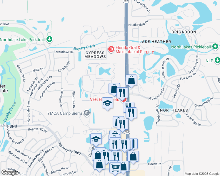 map of restaurants, bars, coffee shops, grocery stores, and more near 3829 Northgreen Avenue in Greater Northdale