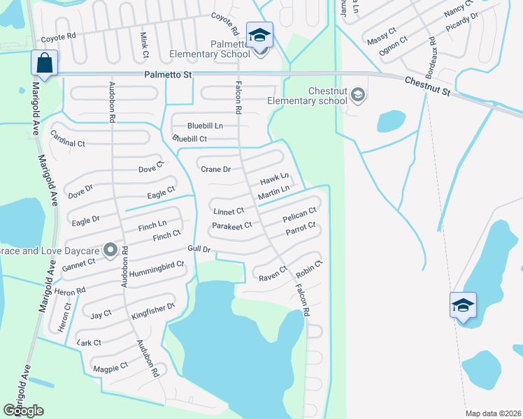map of restaurants, bars, coffee shops, grocery stores, and more near 702 Pelican Court in Poinciana