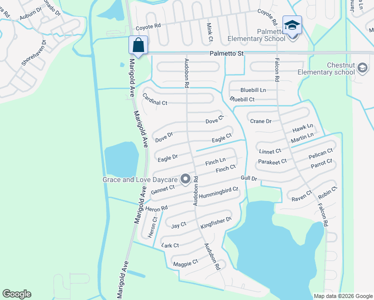 map of restaurants, bars, coffee shops, grocery stores, and more near 461 Eagle Drive in Kissimmee