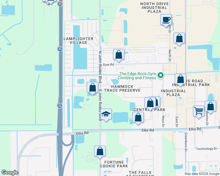 map of restaurants, bars, coffee shops, grocery stores, and more near 4093 Palladian Way in Melbourne