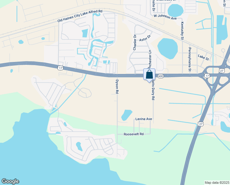 map of restaurants, bars, coffee shops, grocery stores, and more near 220 Dyson Road in Haines City