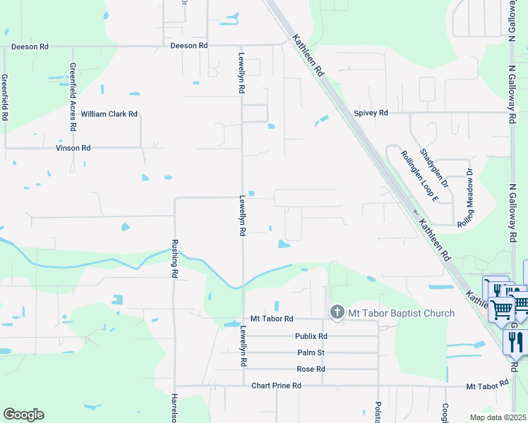 map of restaurants, bars, coffee shops, grocery stores, and more near 3718 Valley Farm Road in Lakeland