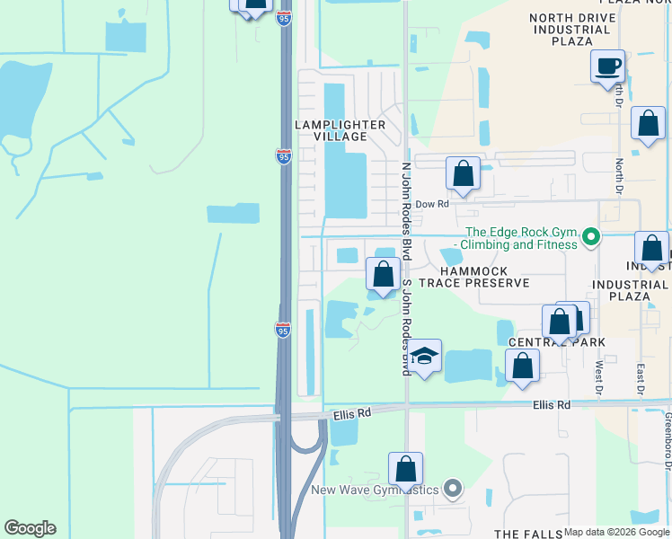 map of restaurants, bars, coffee shops, grocery stores, and more near 553 Waterfront Street in Melbourne