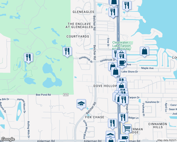 map of restaurants, bars, coffee shops, grocery stores, and more near 2254 Chianti Place in Palm Harbor