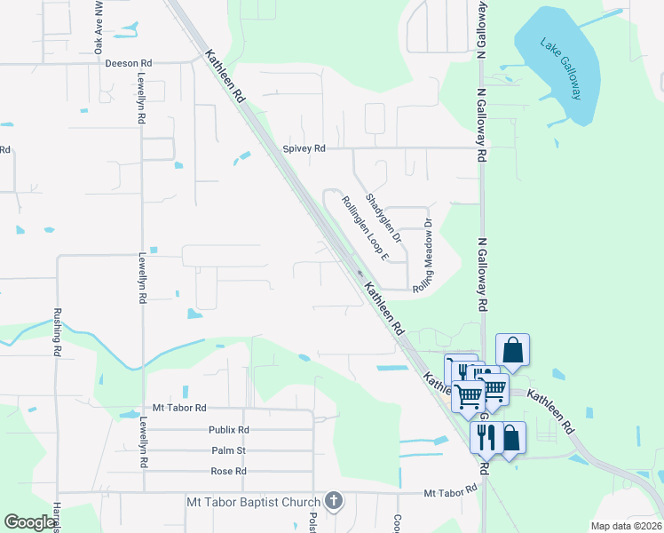 map of restaurants, bars, coffee shops, grocery stores, and more near 3401 Youngs Ridge Road in Lakeland