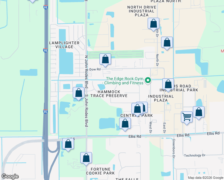 map of restaurants, bars, coffee shops, grocery stores, and more near 4398 Palladian Way in Melbourne