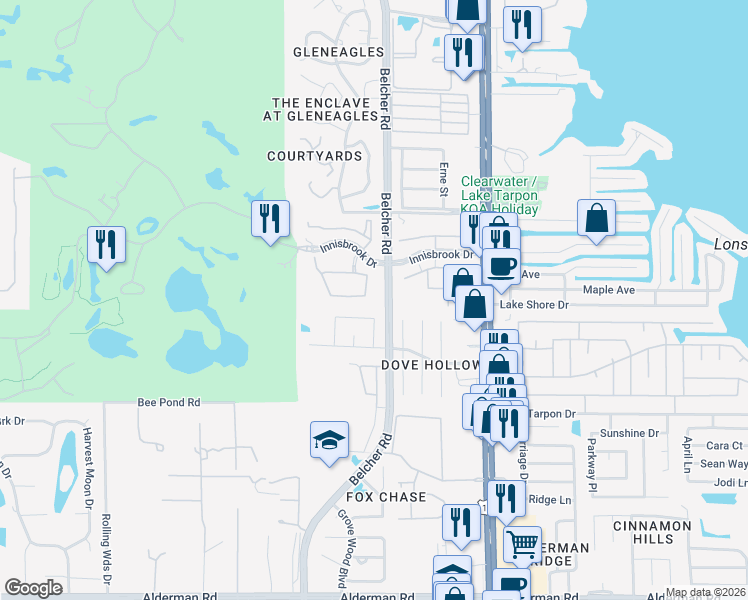 map of restaurants, bars, coffee shops, grocery stores, and more near 2262 Chianti Place in Palm Harbor