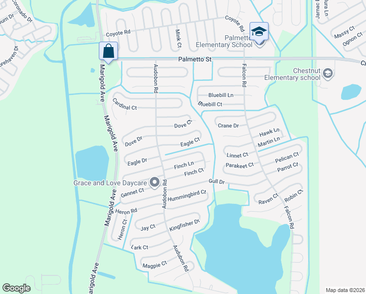 map of restaurants, bars, coffee shops, grocery stores, and more near 514 Eagle Court in Poinciana