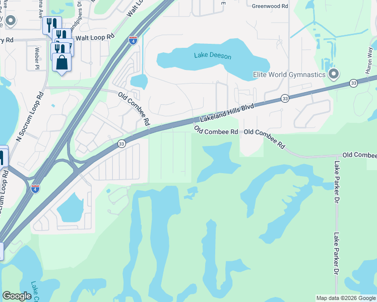 map of restaurants, bars, coffee shops, grocery stores, and more near 4815 Kanoy Drive in Lakeland