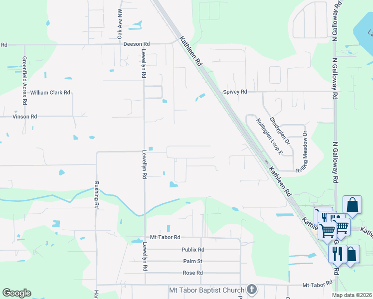 map of restaurants, bars, coffee shops, grocery stores, and more near 3608 Valley Trail in Lakeland