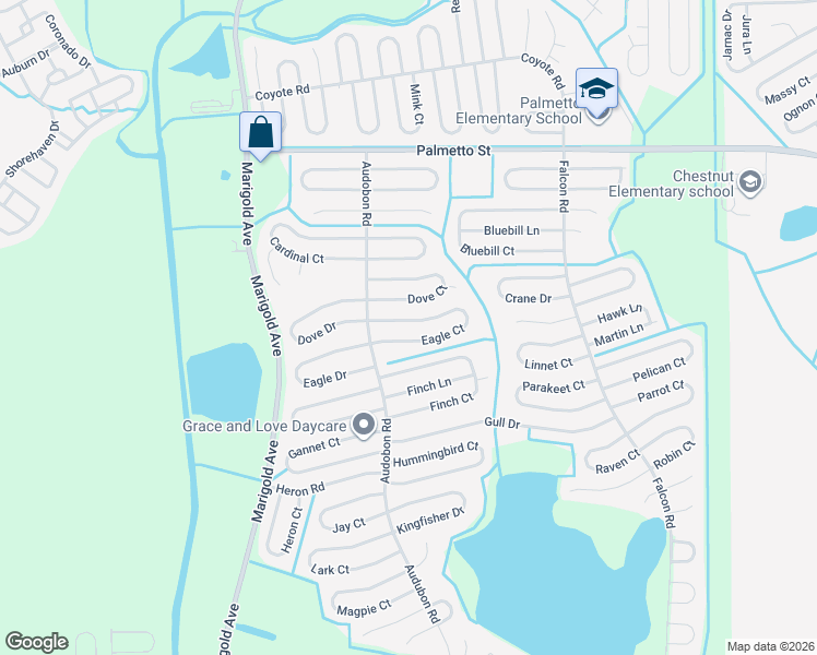 map of restaurants, bars, coffee shops, grocery stores, and more near 514 Eagle Court in Poinciana