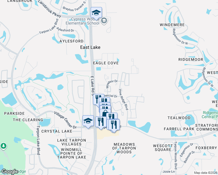 map of restaurants, bars, coffee shops, grocery stores, and more near 3752 Leeds Court in Palm Harbor