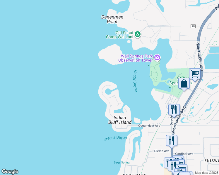 map of restaurants, bars, coffee shops, grocery stores, and more near 120 Carlyle Circle in Palm Harbor