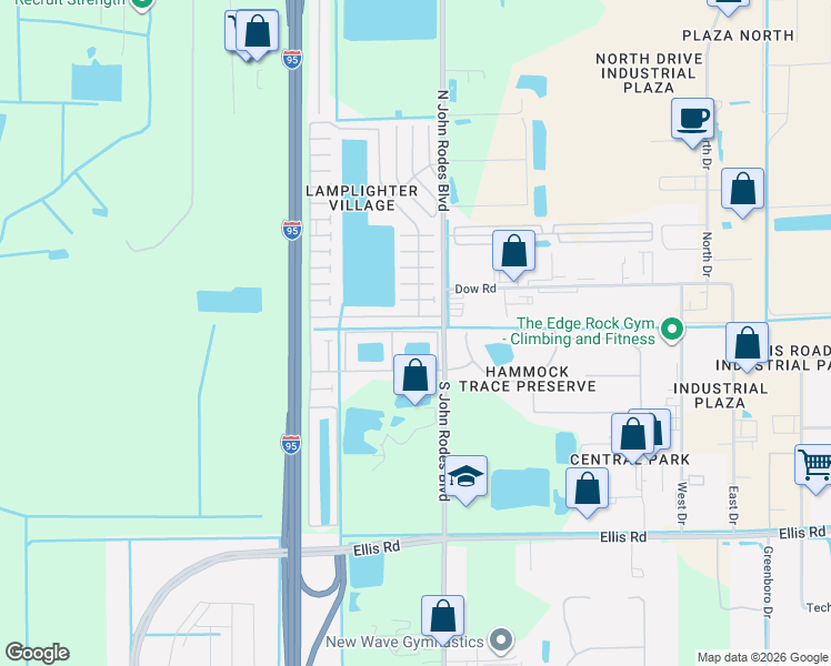 map of restaurants, bars, coffee shops, grocery stores, and more near 501-506 Waterbrook St in Melbourne