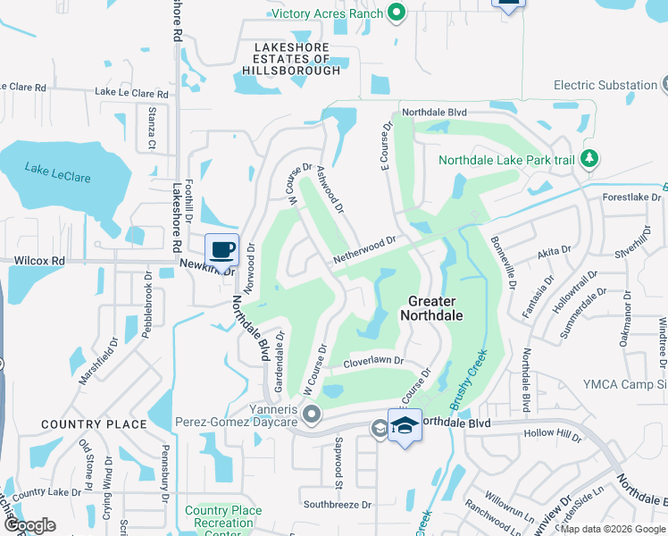 map of restaurants, bars, coffee shops, grocery stores, and more near 4612 Netherwood Drive in Tampa