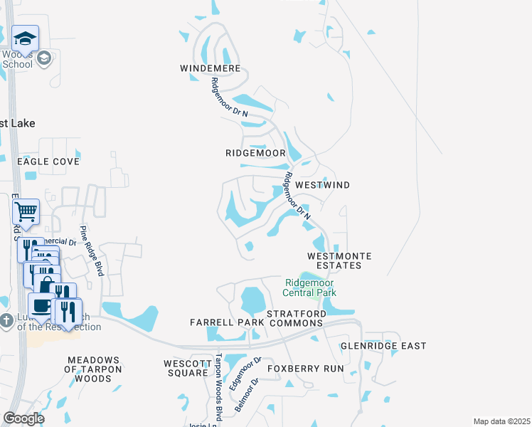 map of restaurants, bars, coffee shops, grocery stores, and more near 5549 Greyston Street in Palm Harbor