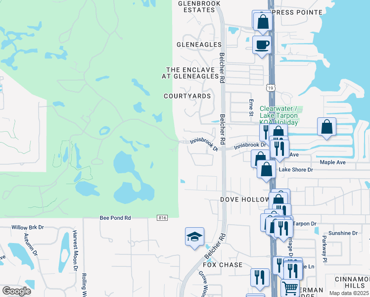 map of restaurants, bars, coffee shops, grocery stores, and more near 2138 Chianti Place in Palm Harbor