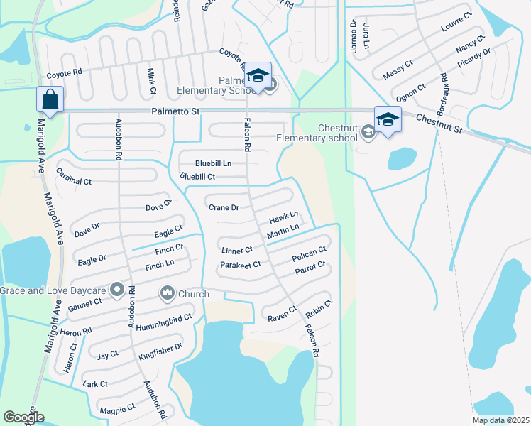 map of restaurants, bars, coffee shops, grocery stores, and more near 747 Cockatoo Court in Kissimmee