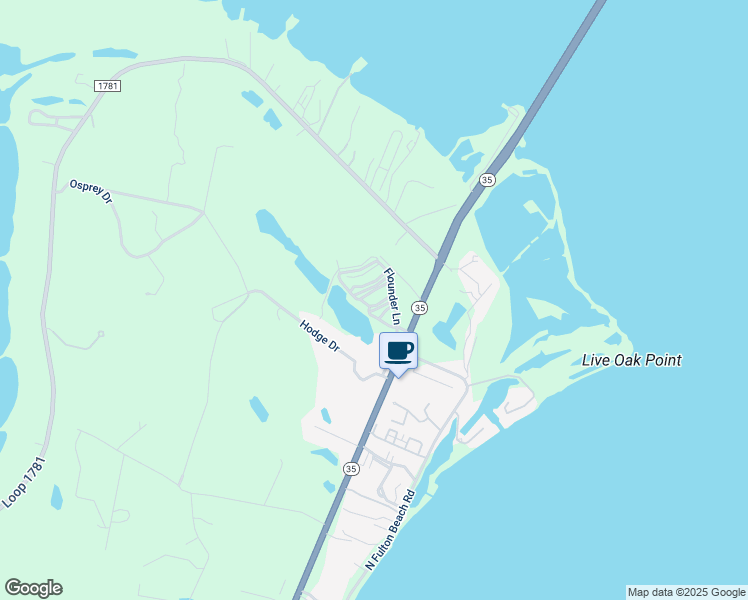 map of restaurants, bars, coffee shops, grocery stores, and more near 5451 Texas 35 in Rockport