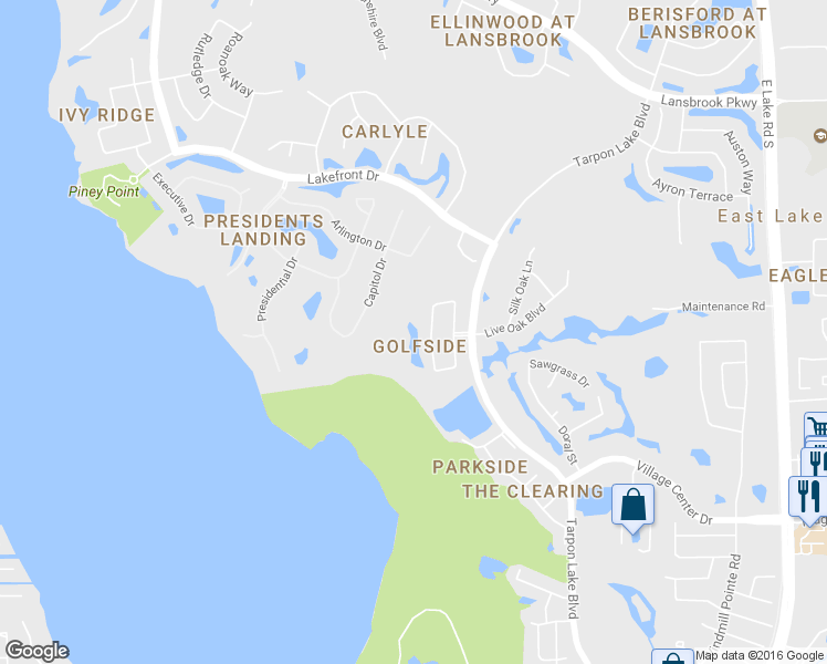 map of restaurants, bars, coffee shops, grocery stores, and more near 4150 Grandchamp Circle in Palm Harbor