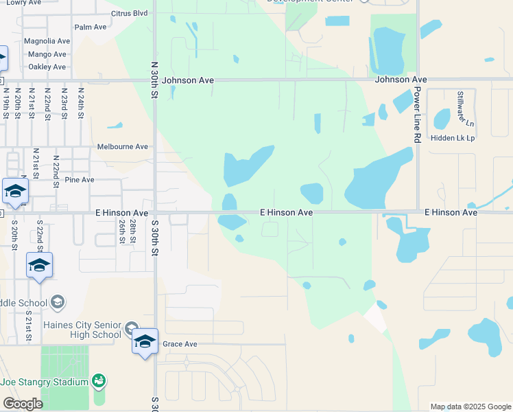 map of restaurants, bars, coffee shops, grocery stores, and more near 3504 East Hinson Avenue in Haines City