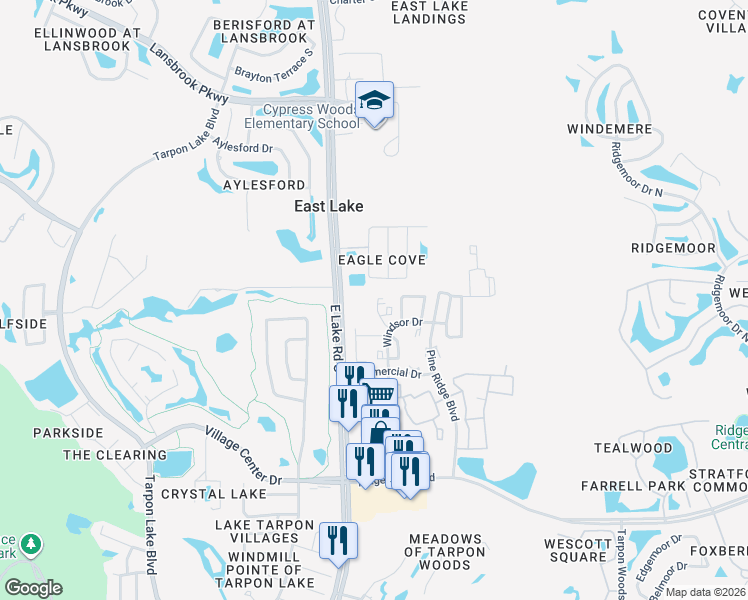 map of restaurants, bars, coffee shops, grocery stores, and more near 3862 Lancaster Court in Palm Harbor
