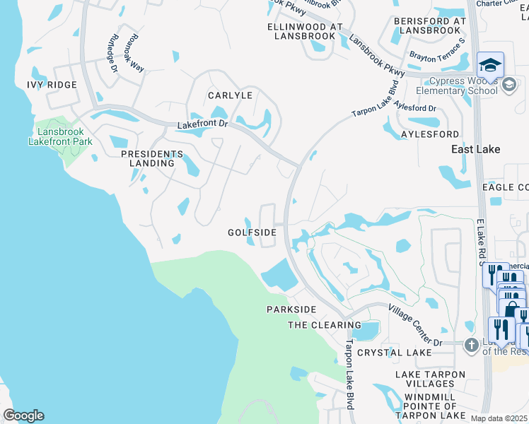 map of restaurants, bars, coffee shops, grocery stores, and more near 4157 Grandchamp Circle in Palm Harbor