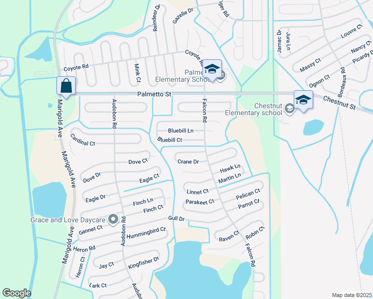 map of restaurants, bars, coffee shops, grocery stores, and more near 613 Crane Drive in Kissimmee