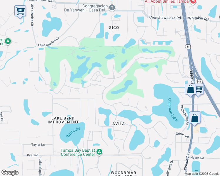 map of restaurants, bars, coffee shops, grocery stores, and more near 16501 Avila Boulevard in Tampa