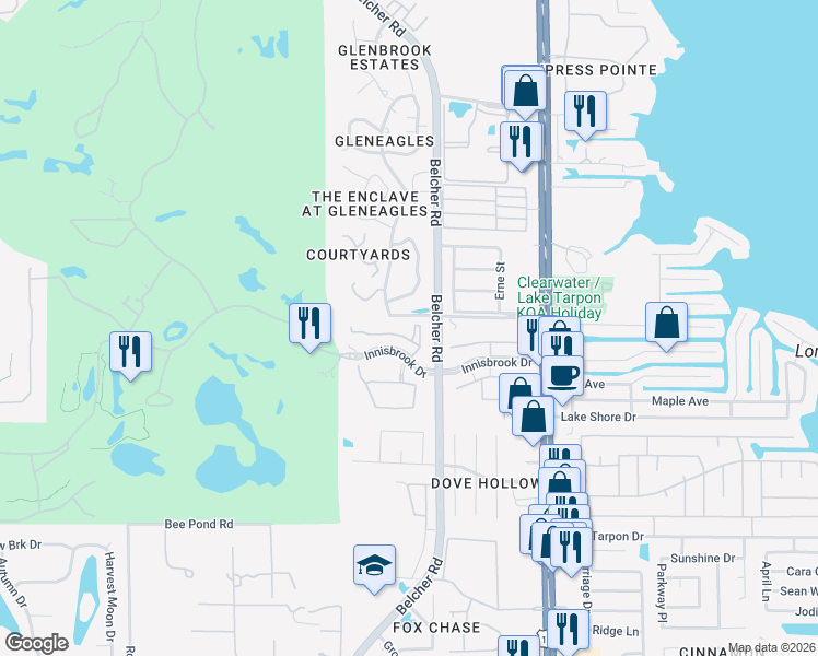 map of restaurants, bars, coffee shops, grocery stores, and more near 2249 Portofino Place in Palm Harbor