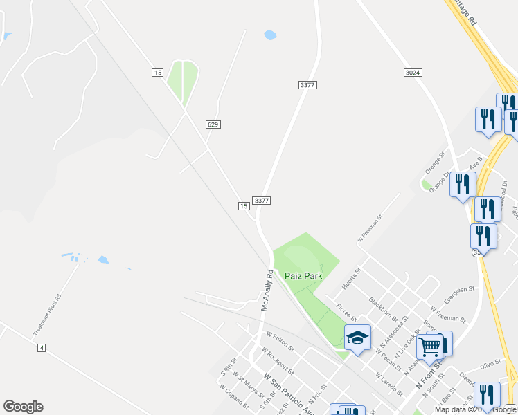 map of restaurants, bars, coffee shops, grocery stores, and more near 10043 Farm to Market 3377 in Mathis