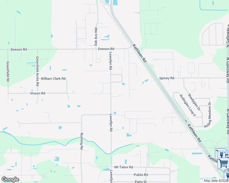 map of restaurants, bars, coffee shops, grocery stores, and more near 5017 Lewellyn Road in Lakeland