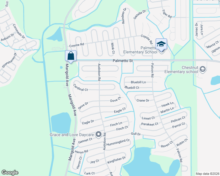 map of restaurants, bars, coffee shops, grocery stores, and more near 516 Cardinal Drive in Poinciana