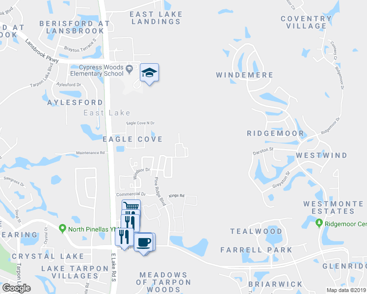 map of restaurants, bars, coffee shops, grocery stores, and more near 5199 Manchester Court in Palm Harbor