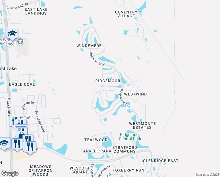 map of restaurants, bars, coffee shops, grocery stores, and more near 3859 Darston Street in Palm Harbor