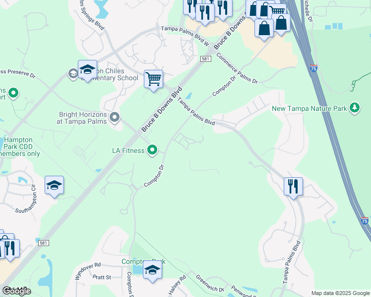 map of restaurants, bars, coffee shops, grocery stores, and more near 16226 Saint Michelle Court in Tampa
