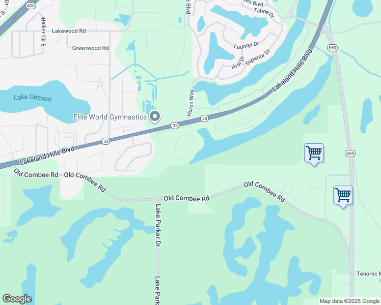map of restaurants, bars, coffee shops, grocery stores, and more near 5112 Long Lake Circle in Lakeland