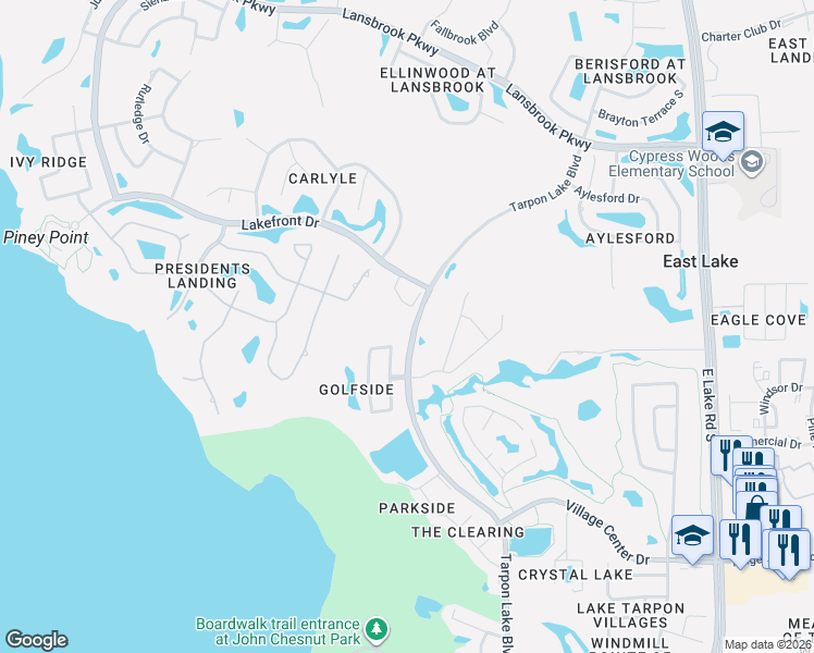 map of restaurants, bars, coffee shops, grocery stores, and more near 4178 Grandchamp Circle in Palm Harbor