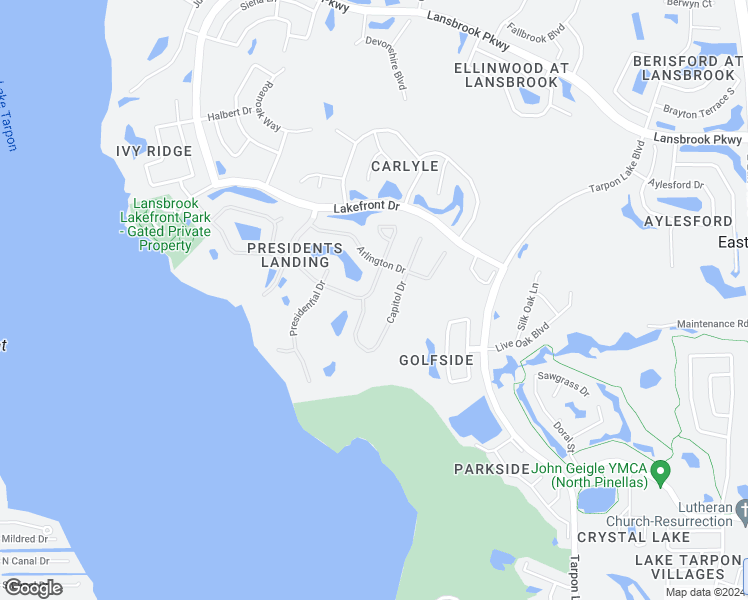 map of restaurants, bars, coffee shops, grocery stores, and more near 3960 Executive Drive in Palm Harbor