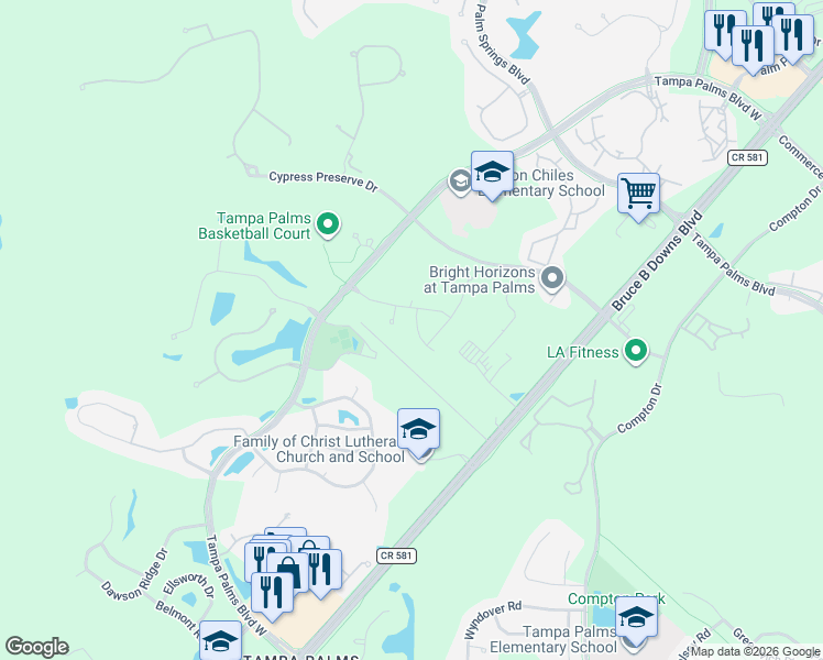 map of restaurants, bars, coffee shops, grocery stores, and more near 5209 Abbey Park Avenue in Tampa