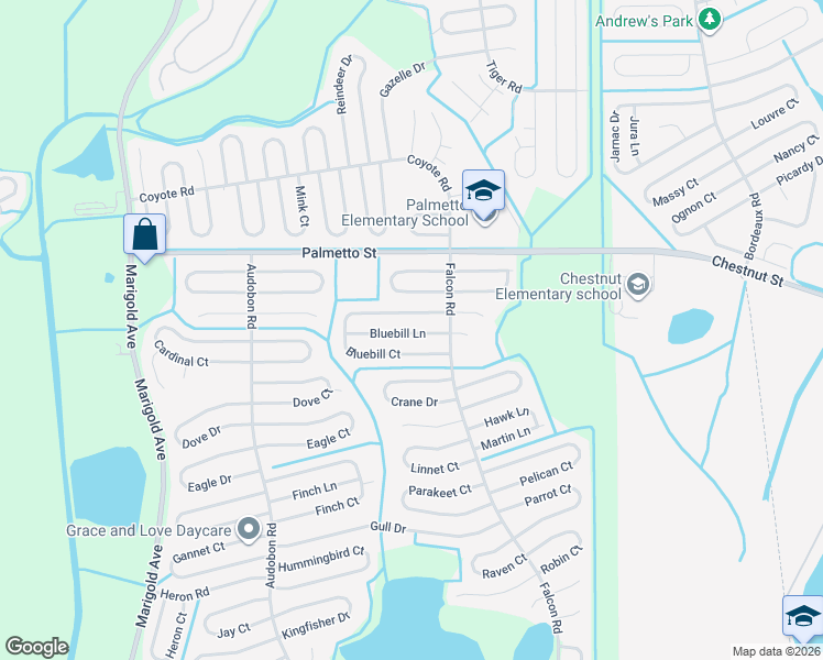 map of restaurants, bars, coffee shops, grocery stores, and more near 668 Bluebill Court in Poinciana